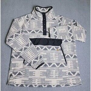 Carhartt Force Fleece Pullover Womens XL White Gray Aztec Baggy Outdoor Pockets